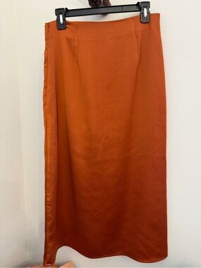 Only Satin Midi Skirt - Rust